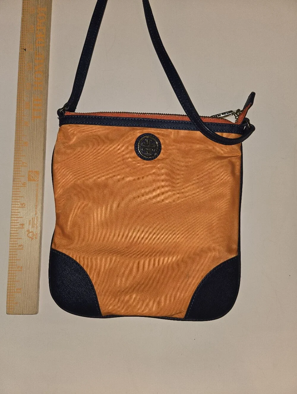 Stained Tory Burch _Navy & Orange Crossbody Bag - Compact Men’s Shoulder Bag